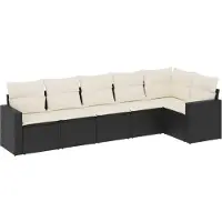 vidaXL Ensemble de salon de jardin 6 pièces avec coussins noir poly rotin