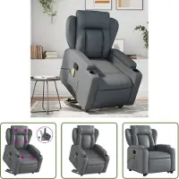 The Living Store Fauteuil de massage avec releveur Gris Similicuir