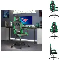 vidaXL Chaise de jeu Pivotante Noir et Vert Similicuir - Fauteuil de jeu