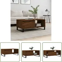 The Living Store Table basse marron imitation chêne 90x50x36,5 cm Matériau dérivé du bois