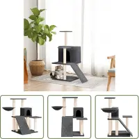 The Living Store Arbre à chat avec colonnes à griffer en sisal Gris foncé 82 cm