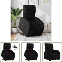 The Living Store Fauteuil de massage électrique avec releveur Noir Tissu