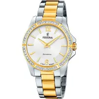 Festina Femmes Montre Fashion en acier inoxydable argenté or D2UF20594/1