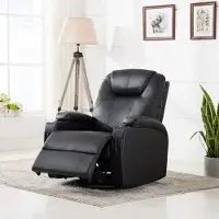 The Living Store Fauteuil à bascule de massage Noir Similicuir