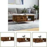The Living Store Table basse chêne fumé 90x50x36,5 cm bois composite