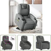 The Living Store Fauteuil de massage électrique avec releveur Gris foncé Tissu