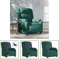 The Living Store Fauteuil de massage électrique Vert foncé Tissu