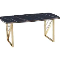 AEA Luxus Tisch Schwarz Edelstahl Tische Esstisch Italienisches Design Gold 140x90