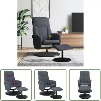 The Living Store Fauteuil de massage avec repose-pieds Gris foncé velours