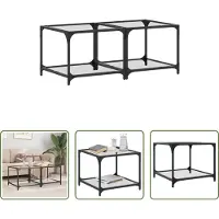 The Living Store Tables basses avec plateau en verre 2 pcs. Transparent 50x50x40 cm Acier