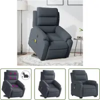 The Living Store Fauteuil de massage avec releveur Électrique Gris foncé Velours