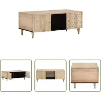 The Living Store Table basse 100x54x40 cm en bois massif de manguier