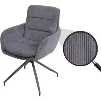 Mendler Chaise de salle à manger HWC-K32, fauteuil chaise, pivotante position auto, tissu/textile cord - gris