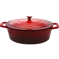 Elo Cocotte ovale en fonte émaillée 33 cm de long rouge cerise 4,9 L