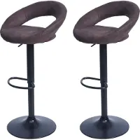 Mendler 2x tabouret de bar HWC-F46, chaise de comptoir, monture noire imitation de daim, vintage marron foncé