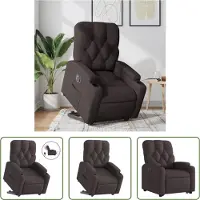 The Living Store Fauteuil relax releveur électrique Tissu marron foncé