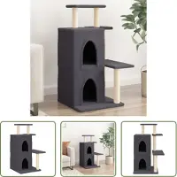 The Living Store Arbre à chat avec colonnes à griffer en sisal Gris foncé 97 cm