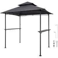 Vevor Pavillon de barbecue , 2430x1500x500 mm, abri pour barbecue extérieur, abri BBQ-Gazebo à 2 niveaux, pavillon de jardin à double toit 2-4 personnes, idéal pour terrasse, arrière-cour & jardin