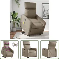 The Living Store Fauteuil de massage avec releveur Électrique Cappuccino Similicuir