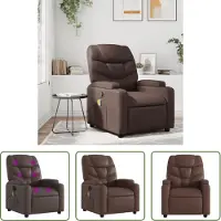 The Living Store Fauteuil de massage Marron Similicuir