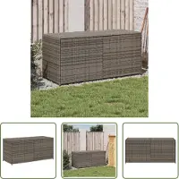 The Living Store Gartentruhe Grau 283L Poly Rattan