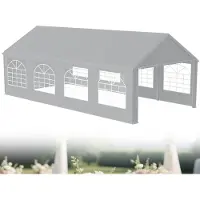 LZQ Pavillon 4x8 m étanche à l'eau avec protection UV 50+, tente de réception stable avec parties latérales amovibles - Gris - 32 m²