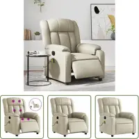 The Living Store Fauteuil de massage électrique Crème Similicuir