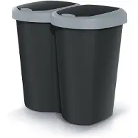 Prosperplast Poubelle Compacta B Duo gris/noir capacité 40L un compartiment deux couvercles montage mural NDBS40-429U_S411