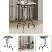 The Living Store Table de bistrot en mosaïque noir et blanc Ø50x70 cm Céramique