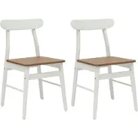 vidaXL - 2 chaises de salle à manger, en bois d'hévéa massif, blanches et naturelles