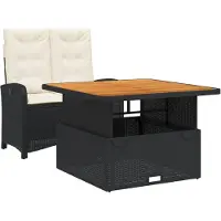vidaXL Ensemble de jardin 2 pièces avec coussins Noir Poly Rattan