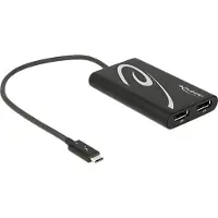 DeLOCK Adaptateur d'écran Thunderbolt 3 vers 2xDP femelle (DisplayPort), Adaptateur vidéo, Noir