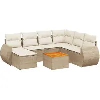 vidaXL Ensemble de jardin canapé 8 pièces avec coussins Beige Poly Rattan