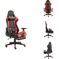 vidaXL Chaise de jeu avec repose-pieds Rotation rouge PVC - Fauteuil de jeu