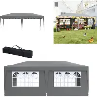 XMTECH Tente pliante 3 x 6 m, imperméable, protection UV, hauteur réglable, tente de réception pliante, tente de jardin, tente d'extérieur avec sac de transport, gris