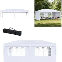 XMTECH Tente pliante 3 x 6 m, imperméable, protection UV, hauteur réglable, tente de réception pliante, tente de jardin, tente d'extérieur avec sac de transport, blanche