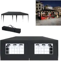 XMTECH Tente pliante 3 x 6 m, imperméable, protection UV, hauteur réglable, tente de réception pliante, tente de jardin, tente d'extérieur avec sac de transport, anthracite