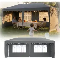 XINZI Pavillon pliant 3x6 Pavillon de jardin, réglable en hauteur, stable, protection UV, imperméable pour les fêtes en plein air, les mariages, gris argenté