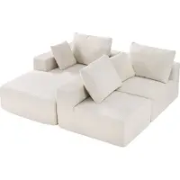 SucceBuy Canapé modulable en L avec chaise longue et coussins en beige