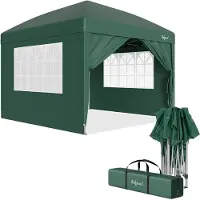 Zelsius Pavillon pliable 3x3 m avec parois latérales, vert, pavillon pliable UV30, tente de jardin pliable