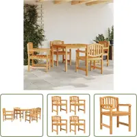 The Living Store 5-pcs. Ensemble de salle à manger de jardin en bois massif teck