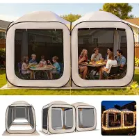 StarTech.com Tente pliante - Tente de jardin pop-up Tente de réception 3,66 x 1,83 m - 2 en 1 - Parois latérales en filet - Sac de transport - Piquets - Beige