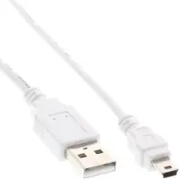 InLine 31810W Câble USB 2.0 mini, USB A prise à Mini-B prise (5 broches), blanc, 1m