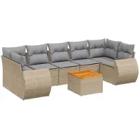 vidaXL Ensemble de jardin canapé 8 pièces avec coussins Beige Poly Rattan