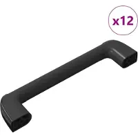 vidaXL Poignée Uni 12 pcs Noir 380 x 34 x 85 mm Aluminium et PP