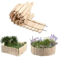 Jayseuw Bordure de pelouse Lambris en bois Bordure de parterre Délimitation de parterre Bordures de pelouse Bordure de pelouse en plastique pour jardin, 200*30*1,5 cm Marron clair