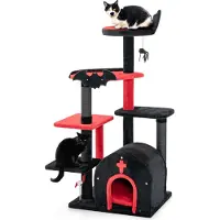 Costway Arbre à chat , arbre à chat de 134cm avec griffoirs, grotte pour chats, plateformes&araignée boule suspendue, arbre à chat, arbre à grimper Halloween, chats