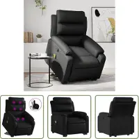 The Living Store Fauteuil de massage avec releveur Noir Similicuir