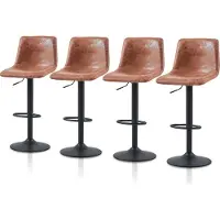 CLIPOP Tabouret de bar (lot de 4) Réglable en hauteur, similicuir Tabouret de bistrot, marron