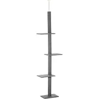 Fortuna Lai Arbre à chat réglable en hauteur 228-260 cm Arbre à chat pour plafond haut Arbre à grimper pour chats Gris pour jouer et se détendre activement
